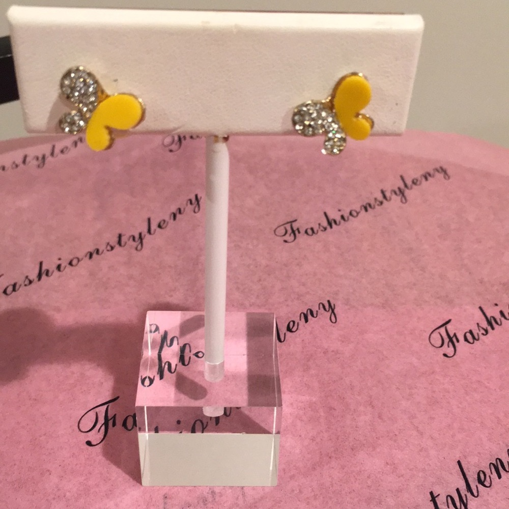 Yellow And Silver Butterfly Stud Earring’s